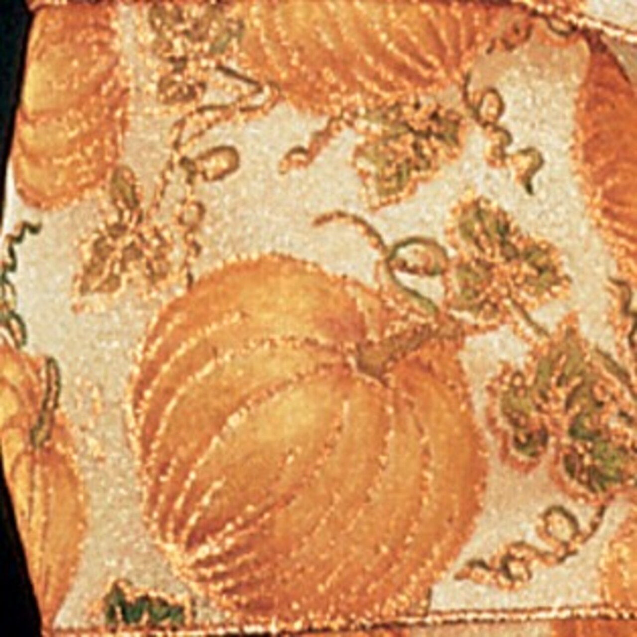 The Ribbon People Orange and White Sparkle Pumpkins Wired Craft Ribbon 4" x 20 Yards